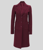 Connie Women’s Elegant Burgundy Long Wool Overcoat