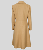 Women’s Elegant Beige Double-Breasted Wool Overcoat