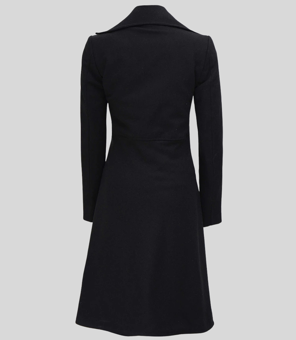 Women’s Elegant Black Double-Breasted Wool Coat