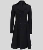 Women’s Elegant Black Double-Breasted Wool Coat