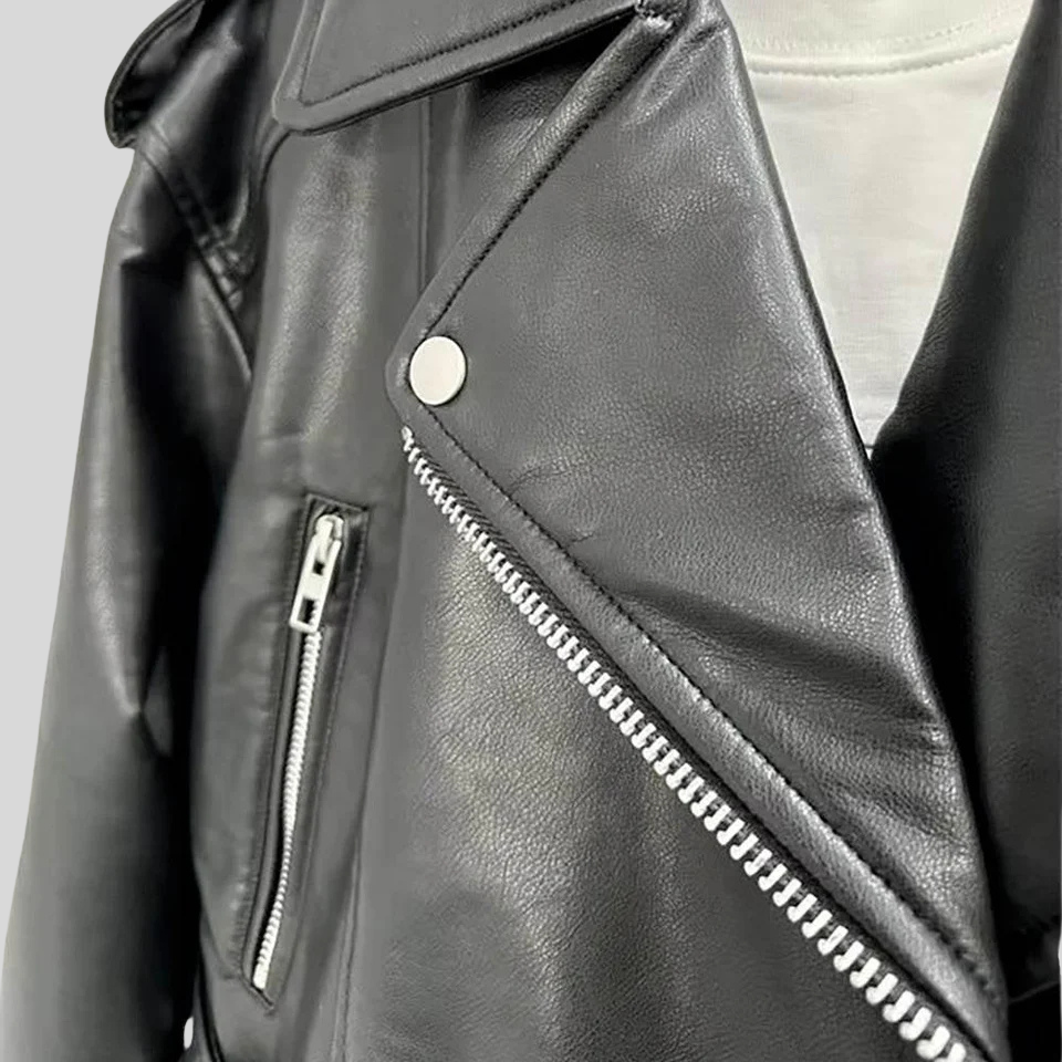 Women’s Classic Black Leather Biker Jacket