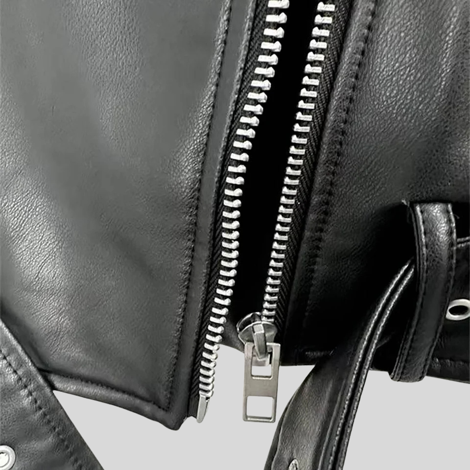 Women’s Classic Black Leather Biker Jacket