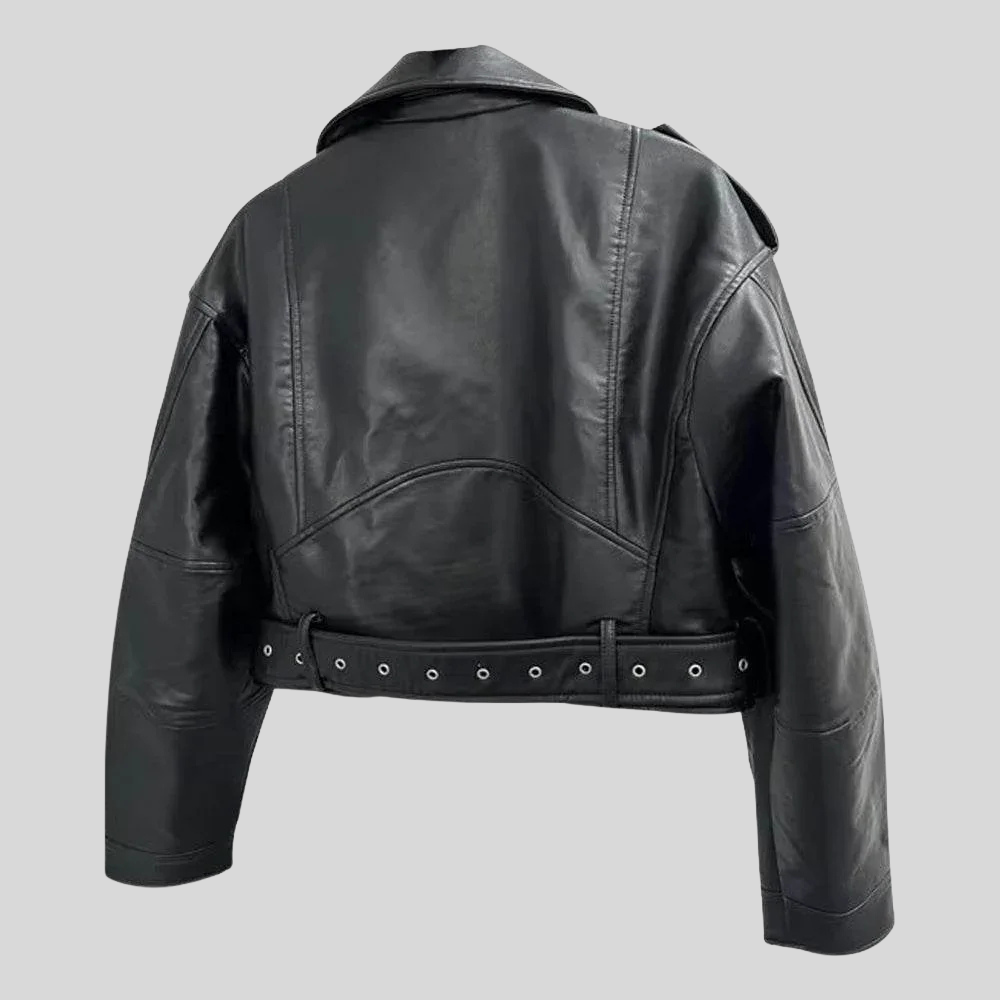 Women’s Classic Black Leather Biker Jacket