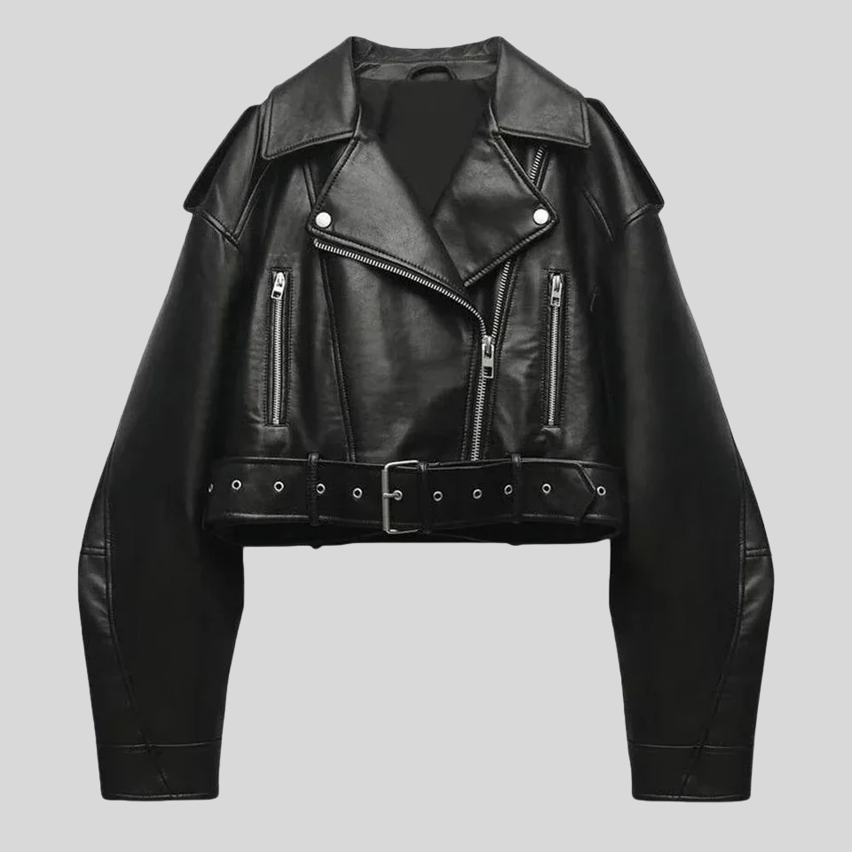 Women’s Asymmetrical Black Leather Motorcycle Jacket