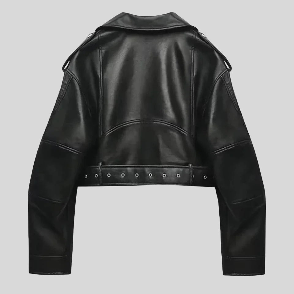 Women’s Asymmetrical Black Leather Motorcycle Jacket