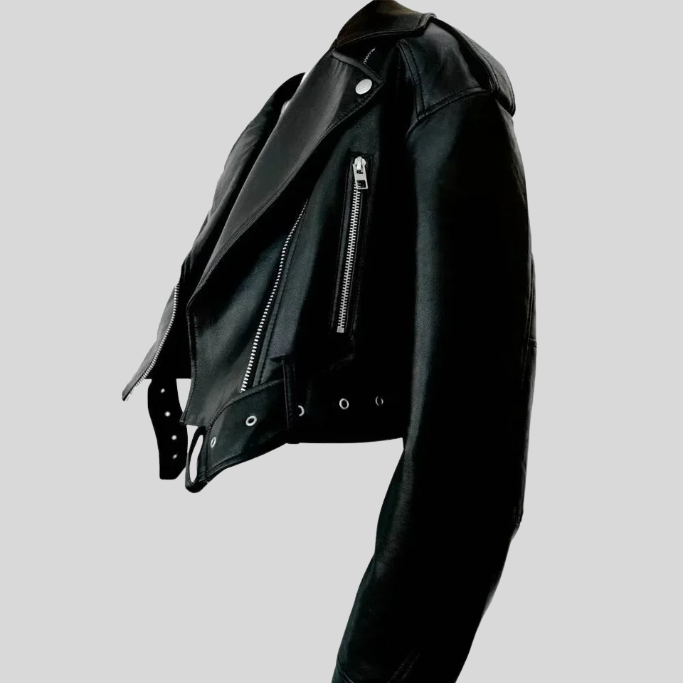 Women’s Asymmetrical Black Leather Motorcycle Jacket