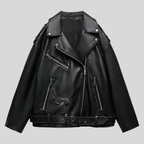 Women’s Classic Black Asymmetrical Leather Moto Jacket