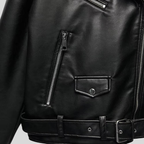 Women’s Classic Black Asymmetrical Leather Moto Jacket