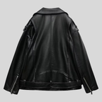 Women’s Classic Black Asymmetrical Leather Moto Jacket