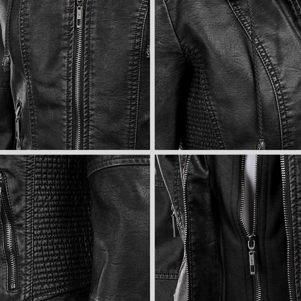 The Timeless Black Leather Moto Jacket with Hood