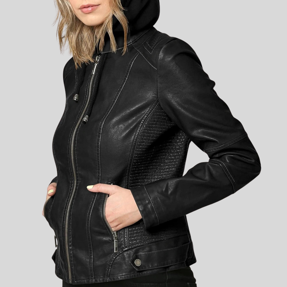 The Timeless Black Leather Moto Jacket with Hood
