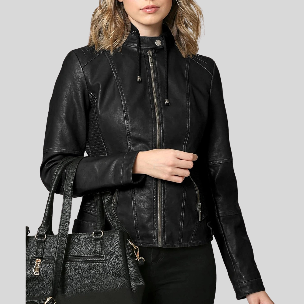 The Timeless Black Leather Moto Jacket with Hood