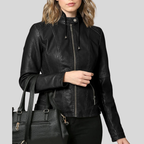 The Timeless Black Leather Moto Jacket with Hood