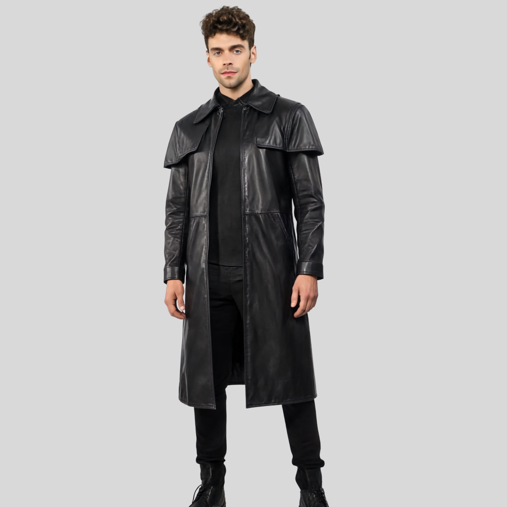 The Timeless Black Leather Duster