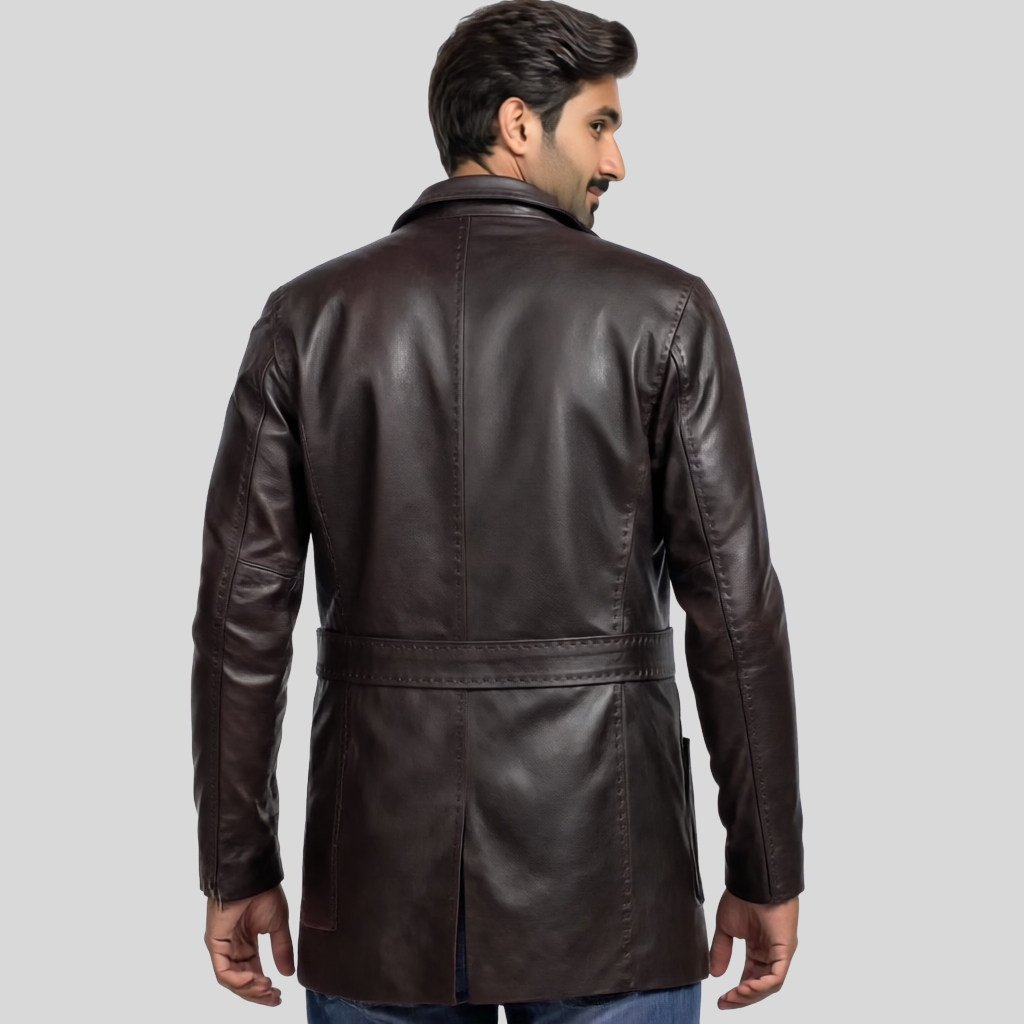 The Heritage Wine Brown Leather Blazer