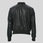 Classic Men’s Black Leather Bomber Jacket for men
