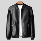 Classic Black Bomber Jacket in Genuine Leather for men