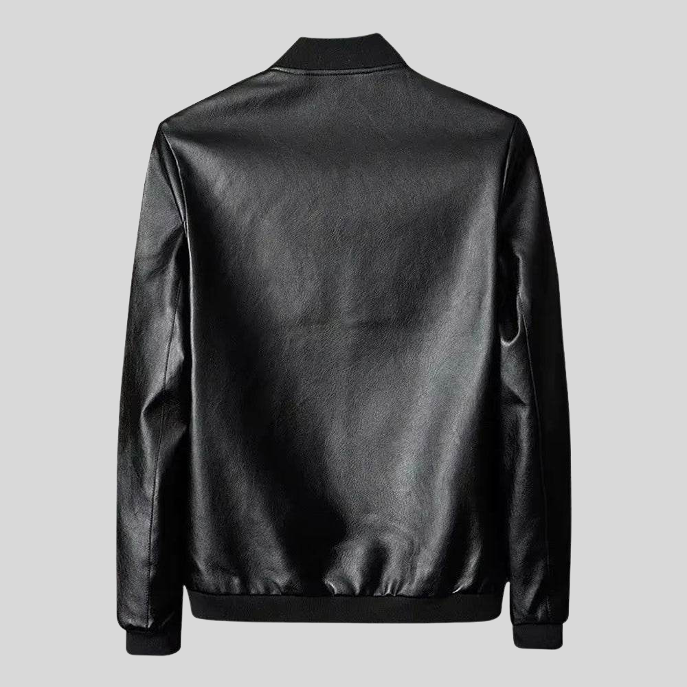 Classic Black Bomber Jacket in Genuine Leather for men