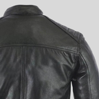 Men's Black Cafe Racer Leather Jacket
