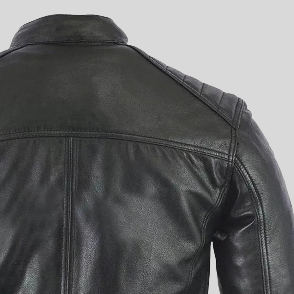 Men's Black Cafe Racer Leather Jacket