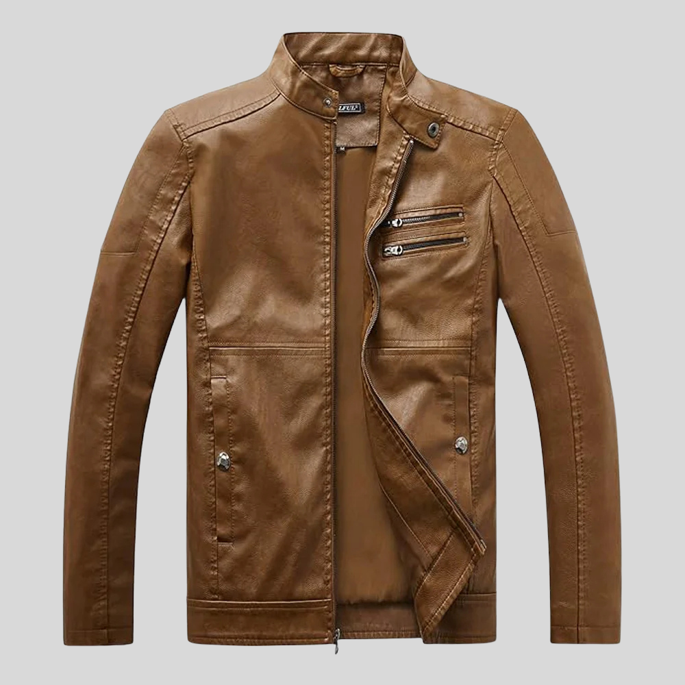 The District Moto Jacket in Brown for men