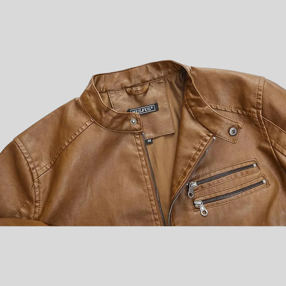 The District Moto Jacket in Brown for men