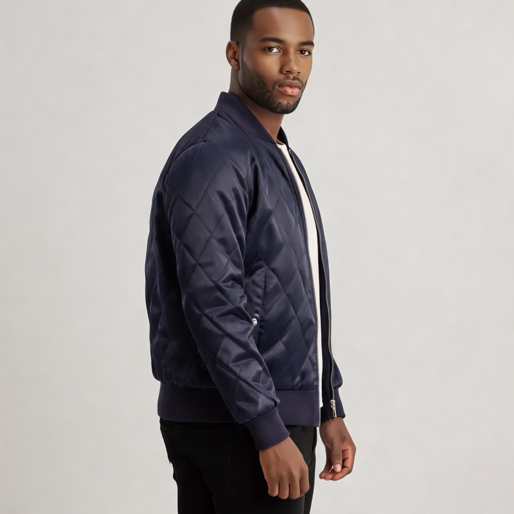 Danson Quilted Blue Hybrid Varsity Jacket – Men’s Modern Style